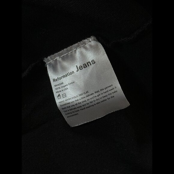 Reformation T Shirt Medium Womens Black Short Sleeve Basic Tee w Tote Bag V Neck - Picture 10 of 11